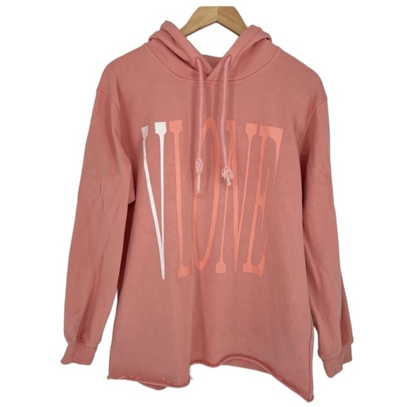 VLONE Pink Distressed Branded hoodie Flawed Size‎ medium - Picture 1 of 15